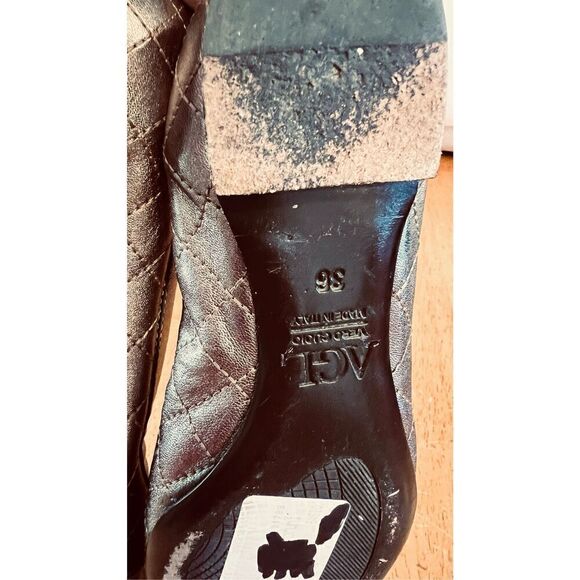 AGL Attilio Giusti Leombruni Gold Black Leather Ballet SHoes Flats Size EU 36 US - Picture 6 of 10